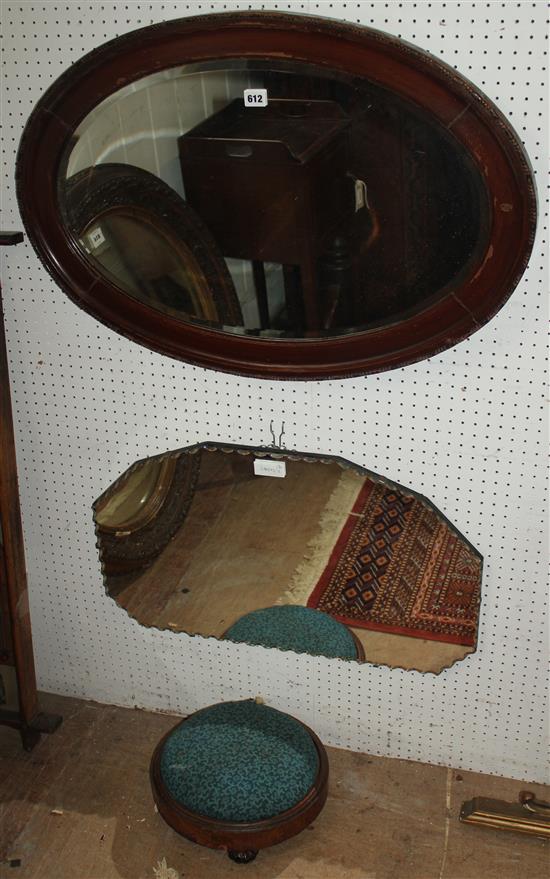 2 wall mirrors & Victorian stool